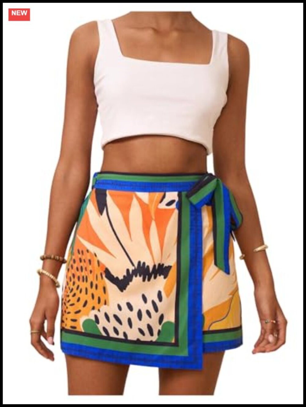 Floral High Waist Wrap Knot Side Mini Skirt Summer Casual - Picture 1 of 3